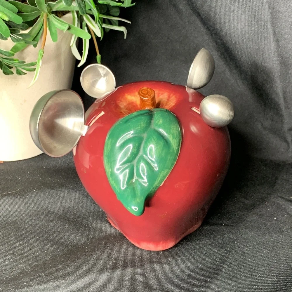 Vintage ceramic red apple measuring spoon holder